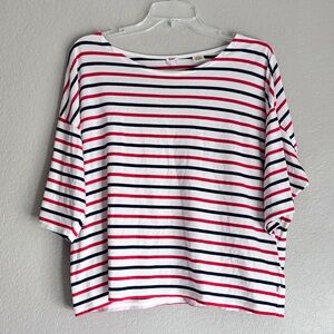 Levi's Women's Red and Black Striped Long Sleeve Top